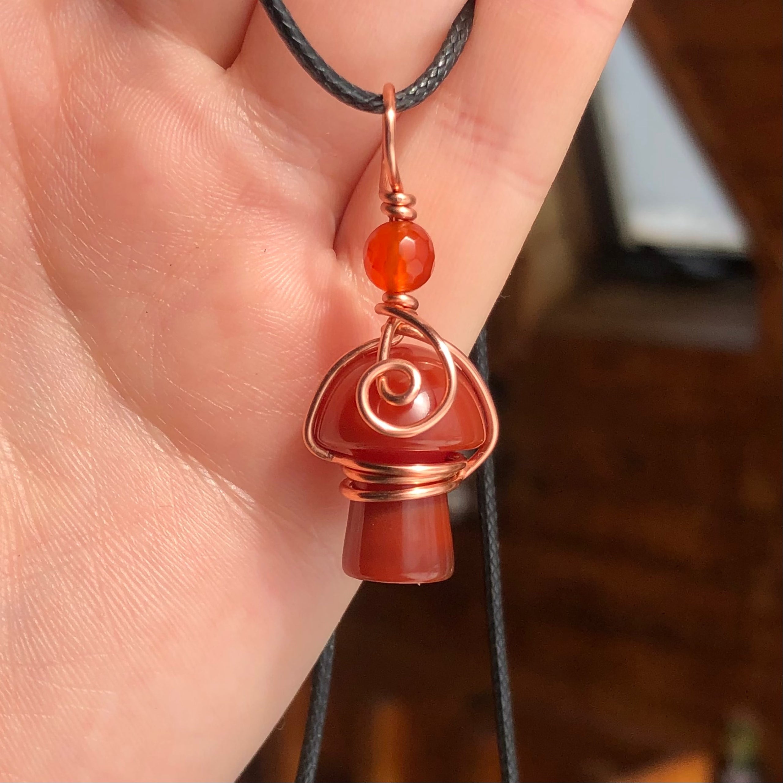 Carnelian top Mushroom Necklace